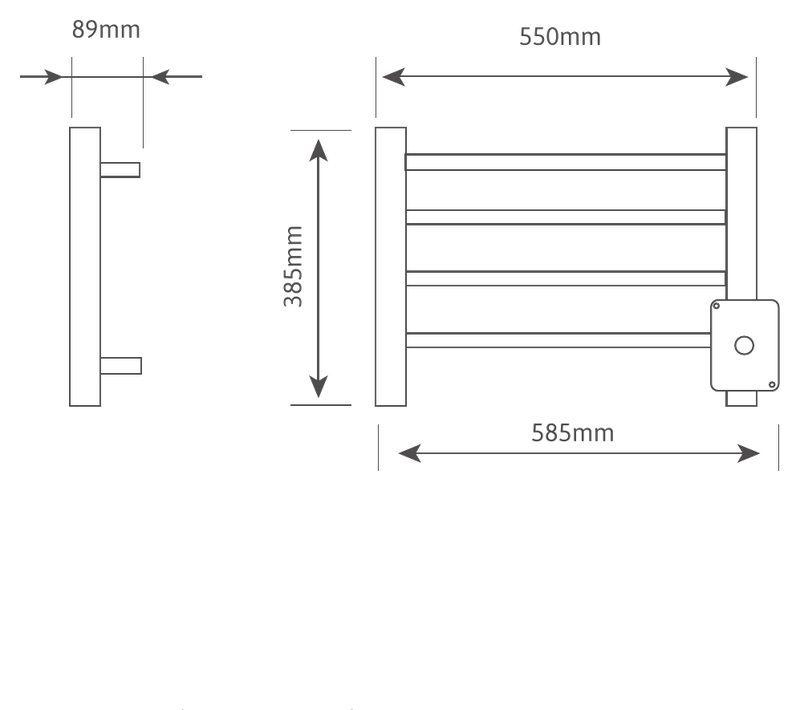 Desenho técnico Classic Uno com dimensões em milímetros