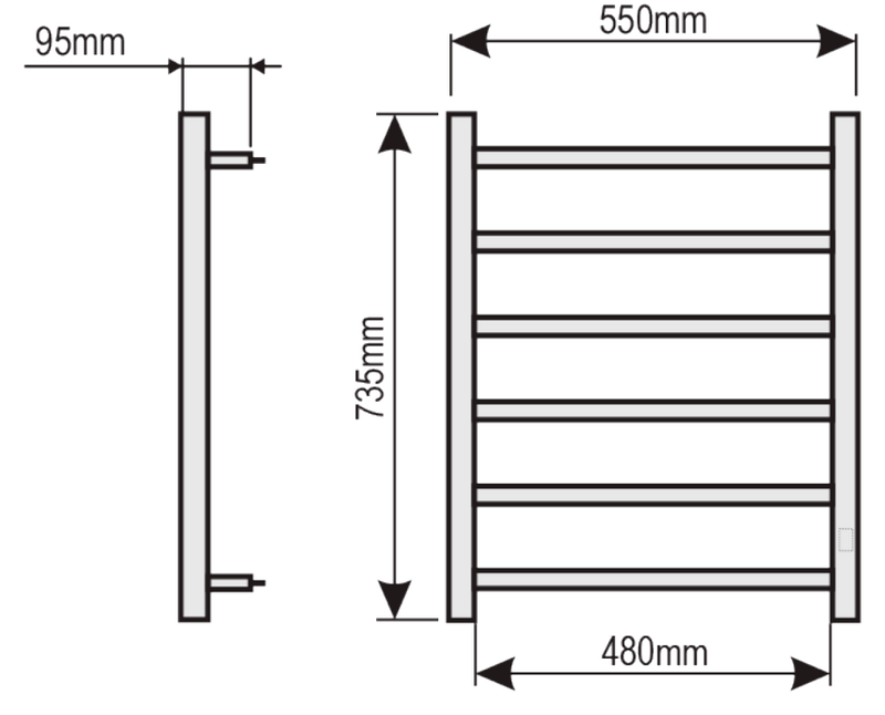 Desenho técnico Unique Slim com dimensões em milímetros